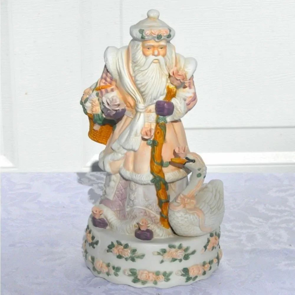 Vtg House of Lloyd Victorian Father Christmas Music Box Plays White Christmas